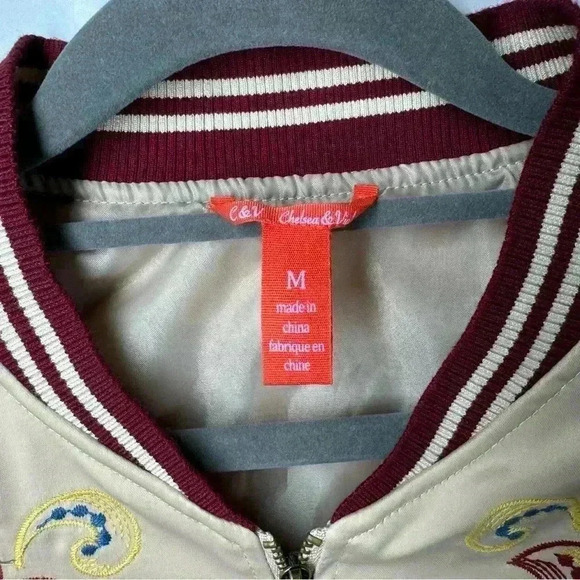 Chelsea & Violet Jacket Shiny Taupe Embroidered Banded Sleeve, Neck, Cuffs Size - Picture 3 of 6